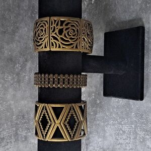 Three Bronze Colored Stretch Bracelets